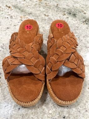 CECELIA NEW YORK "Gester" Braided Suede Platform Slide Sandals NEW